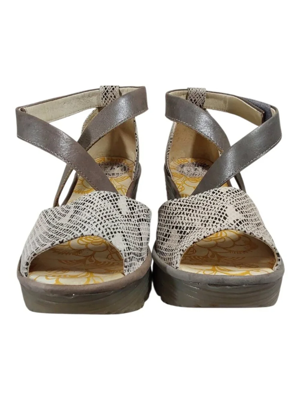 Fly London Yosi Snakeskin Trend Wedge Strap Comfort Sandal Chic/Edgy/Boho 8 (39)